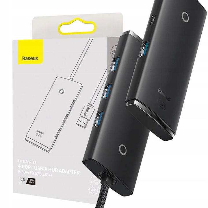 BASEUS SZYBKA UNIWERSALNA LEKKA STACJA HUB 4W1 USB DO 4X USB 3.0 5GB/S 5V