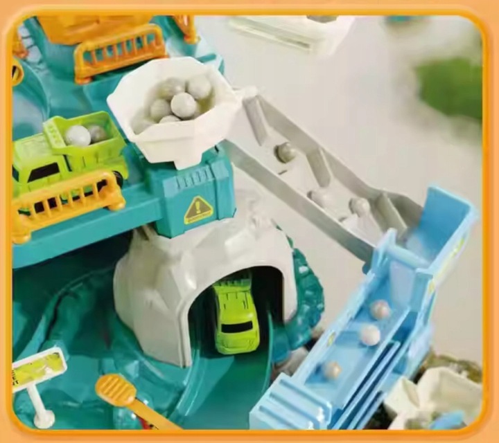 MEGA TOR SAMOCHODOWY PARKING POCIĄG DŹWIG KOLEJKA STACJA TUNEL DINOZAUR REX