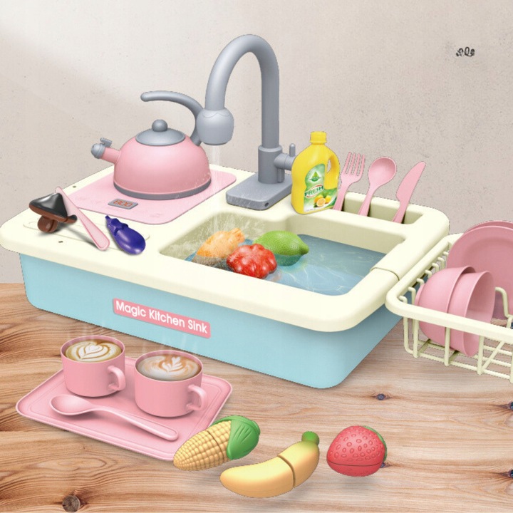 ZLEWOZMYWAK 2w1 KUCHNIA KRAN Z WODĄ NACZYNIA CZAJNIK AKCESORIA WOOPIE