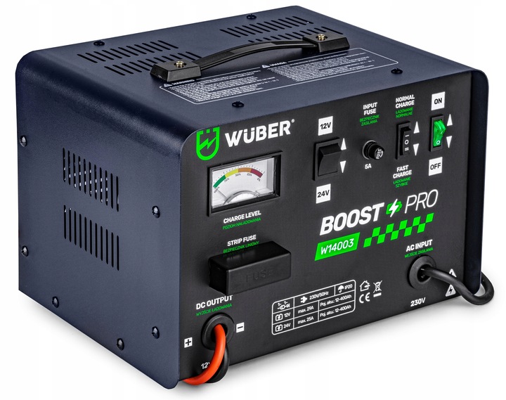 PROSTOWNIK AKUMULATOROWY 29A SAMOCHODOWY 12-400AH DO ŁADOWANIA 12V24V WUBER
