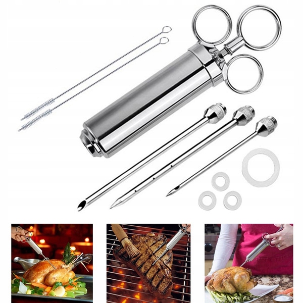 Strzykawka do PEKLOWANIA Natrysku Mięsa MARYNATĄ NASTRZYKIWARKA Stal 3 IGŁY