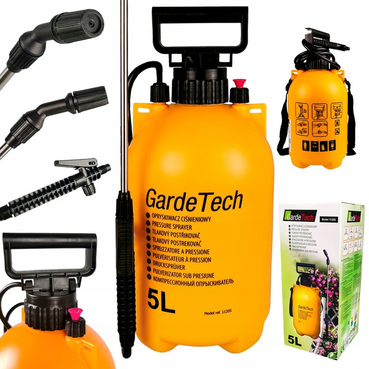 OPRYSKIWACZ CIŚNIENIOWY RĘCZNY 5L GARDETECH SPRYSKIWACZ MOCNY
