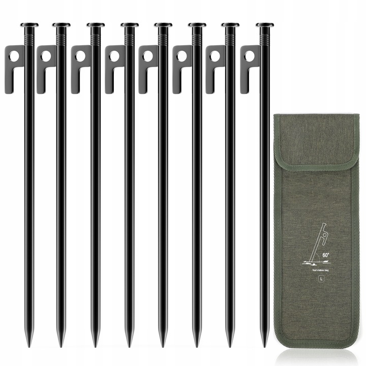 kotwy do trampoliny Solidne kotwa do ziemi 9mm 30cm 8szt z workiem czarny