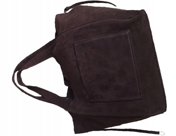 Torebka CZEKOLADOWA zamszowa shopper Vera Pelle SKÓRA ZAMSZ NATURALNY