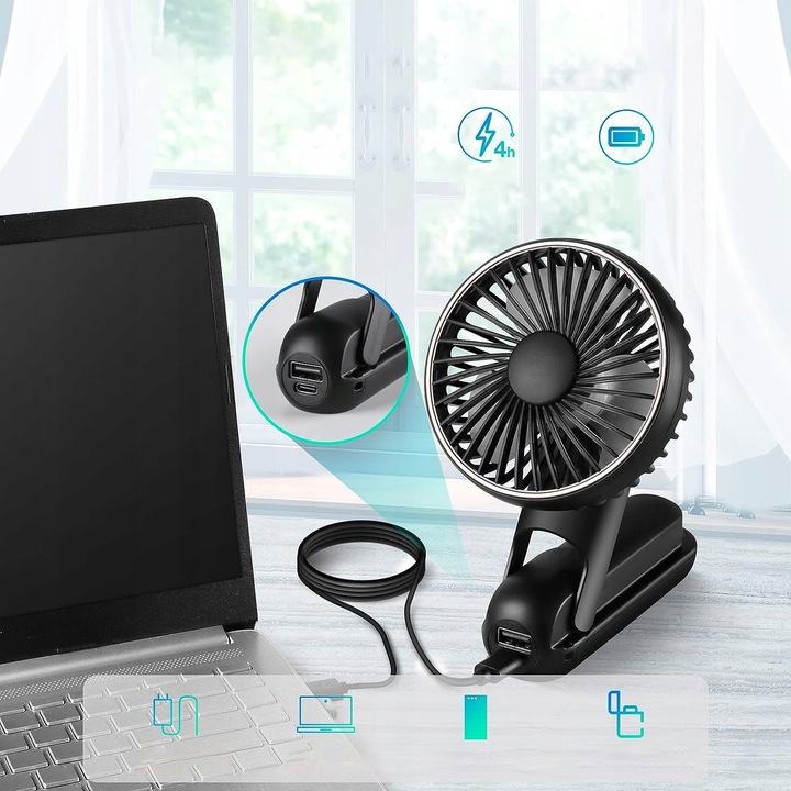 PRZENOŚNY WENTYLATOR RĘCZNY MINI WENTYLATOR USB 5 TRYBÓW 2000mAh