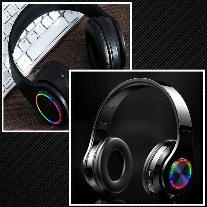 SŁUCHAWKI BEZPRZEWODOWE B39 BLUETOOTH MP3 NAUSZNE MIKROFON RGB DLA DZIECKA