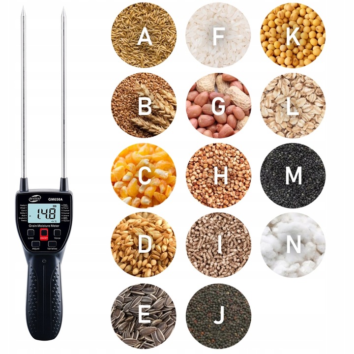 MIERNIK WILGOTNOŚCI ZIARNA I ZBOŻA PRECYZYJNY WILGOTNOŚCIOMIERZ LCD BATERIE