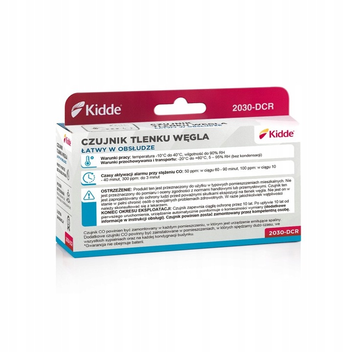 Czujnik tlenku węgla czadu Kidde 2030-DCR