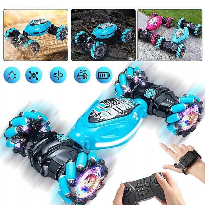 AUTO KASKADERSKIE SAMOCHÓD STEROWANY RĘKĄ GESTAMI +PILOT - AUTO 4X4 LED