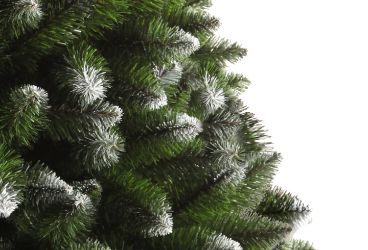 CHOINKA SZTUCZNA ZIELONA JODŁA Z BIAŁYMI KOŃCAMI 180 cm GĘSTA + STOJAK