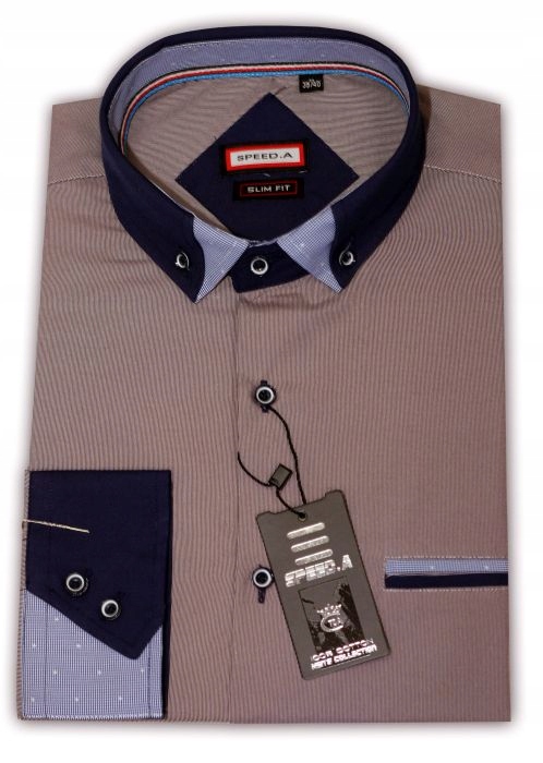 Mc4 Koszula męska ŚLIWKOWE PASKI slim fit 40/41