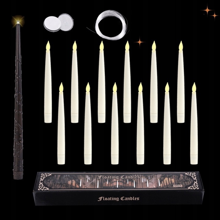 LAMPKA W PŁYWAJĄCE ŚWIECA LED DEKORACJA HARRY POTTER MAGIC WAND 12SZT