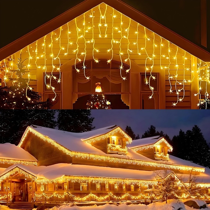 LAMPKI KURTYNA ŚWIATEŁKA ŁAŃCUCH ŚWIĄTECZNE ZEWNĘTRZNE 300 LED 12M CIEPŁA