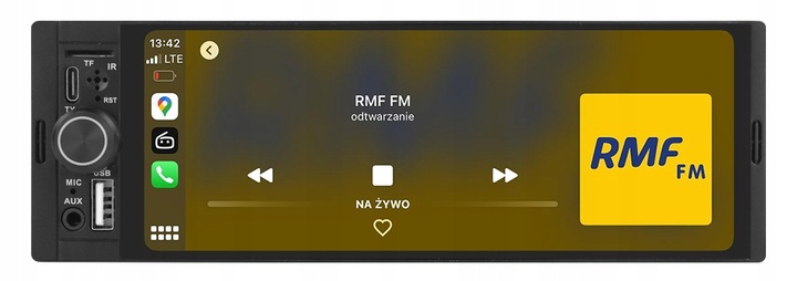 RADIO NAWIGACJA 1DIN CARPLAY ANDROID AUTO MAPY AUX BLUETOOTH