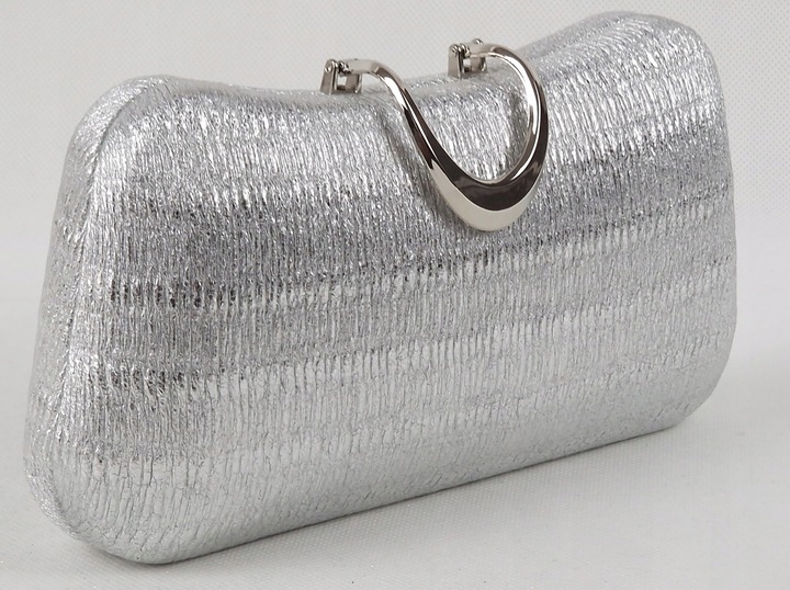 Torebka kopertówka puzderko wieczorowa elegancka wizytowa srebrna