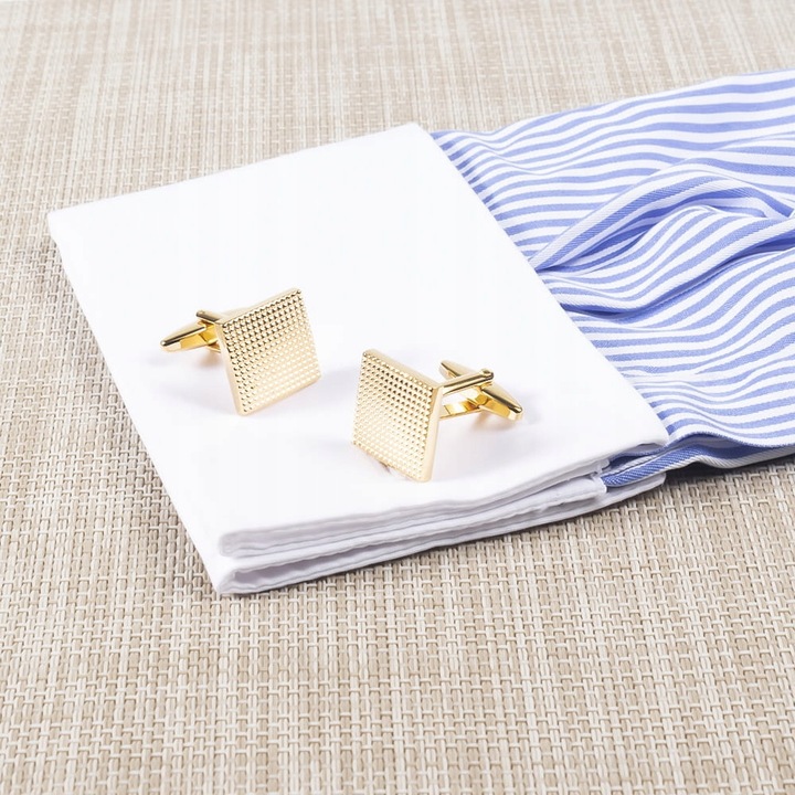 Spinki Do Mankietów Złote Koszuli Męskie Kwadratowe Diamentowane