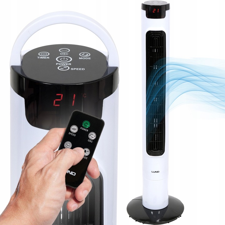 WENTYLATOR KOLUMNOWY LUND 95,5CM 50W WIATRAK PODŁOGOWY STOJĄCY LED +PILOT