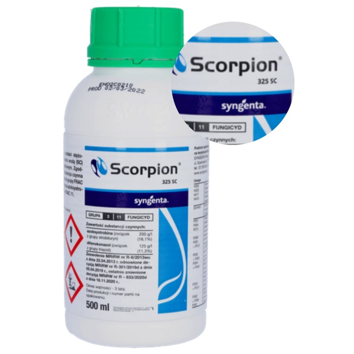 ŚRODEK GRZYBOBÓJCZY OPRYSK SCORPION 325 SC 500ML PARCH ZGNILIZNA PLEŚŃ