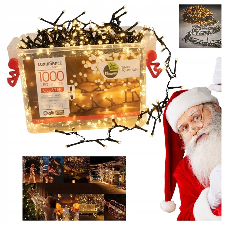 Lampki Świąteczne Zewnętrzne Na zewnątrz 1000 lampek 19,9 m SOLIDNE MOCNE