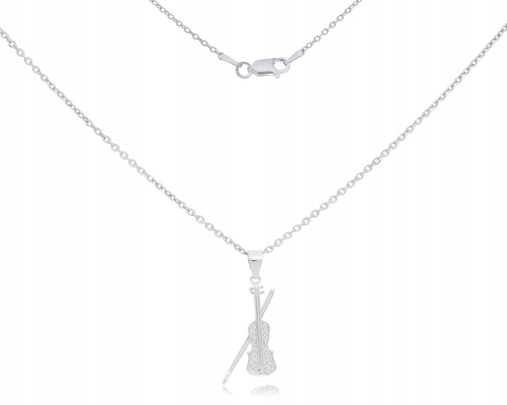 ŁAŃCUSZEK SREBRNY z ZAWIESZKĄ SKRZYPCE NASZYJNIK DAMSKI dł. 40 cm 925