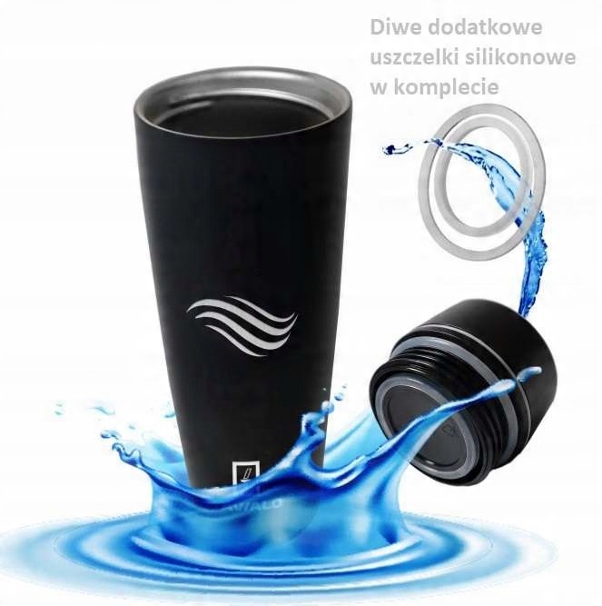 Kubek termiczny 460ml + 2 uszczelki błękitny