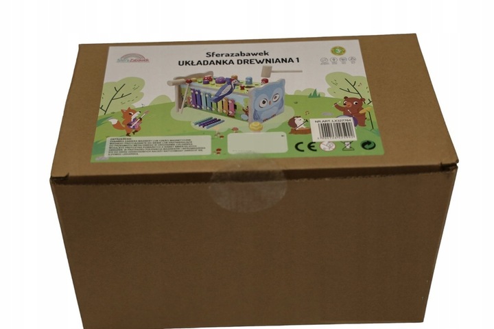 SORTER DREWNIANY WBIJAK KOSTKA CYMBAŁKI GRA UKŁADANKA KLOCKI MONTESSORI SOW