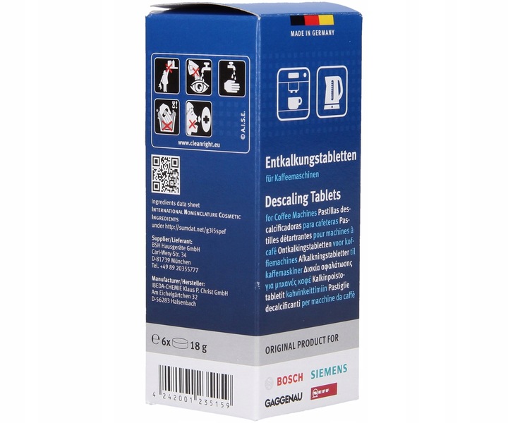 TABLETKI odkamieniające + czyszczące BOSCH SIEMENS