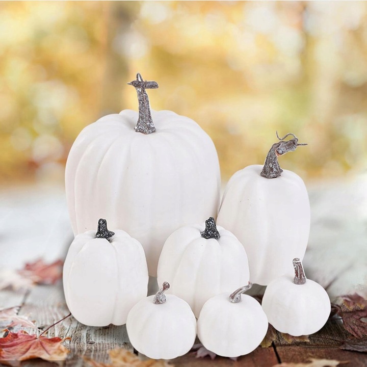 Dynia ozdoba jesienna sztuczne dynie Halloween zestaw 7 szt białe