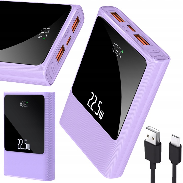 POWERBANK 10000MAH MOCNA SZYBKA ŁADOWARKA 22,5W 2XUSB A/USB-C WYŚWIETLACZ L