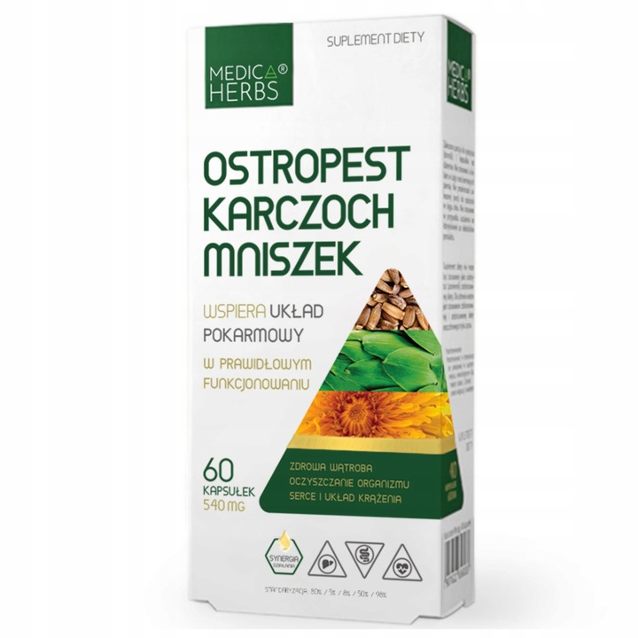 Ostropest Karczoch Mniszek | Suplement diety Medica Herbs 3x60 kapsułek