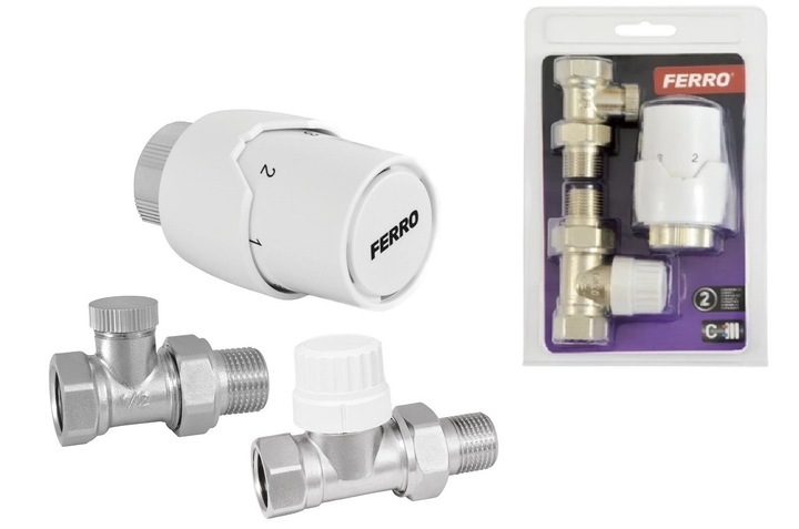 ZESTAW TERMOSTATYCZNY FERRO GŁOWICA+ZAWORY PROSTY ZTM20