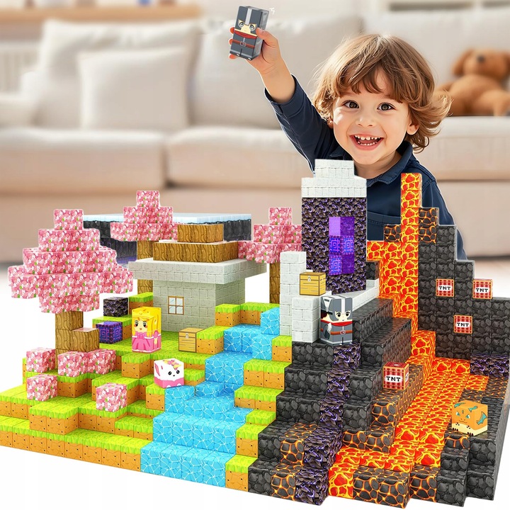 KLOCKI MAGNETYCZNE bloki MOCNE na magnes Zestaw 79 sztuk KLOCKÓW