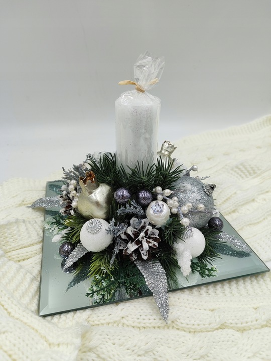 stroik Boże Narodzenie kompozycja ze świecą dekoracja