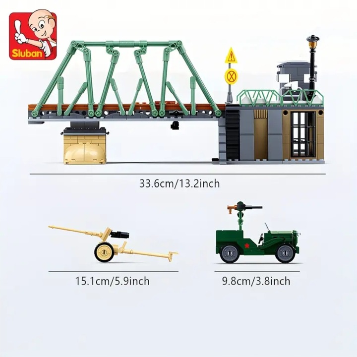 Klocki Bitwa Na Moście Jeep W Pułapce Armia Wojsko BUNKIER DZIAŁO 8 FIGUREK