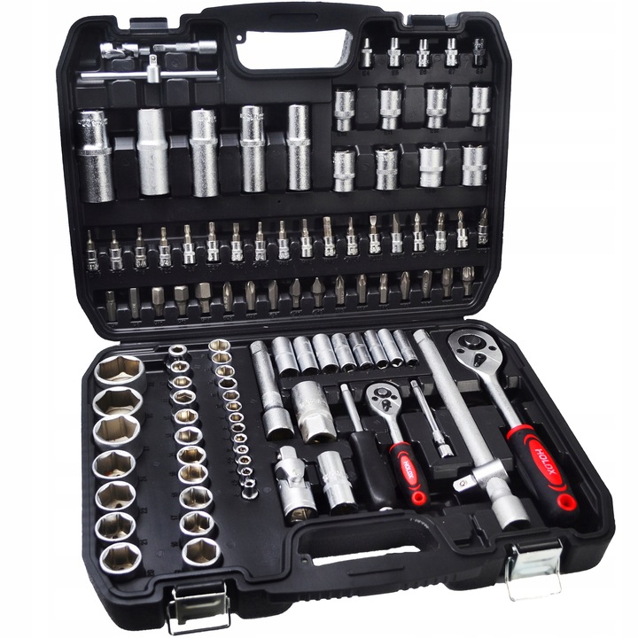 DUŻY ZESTAW KLUCZY NASADOWYCH 108 ELEMENTÓW HOLDX DLA MAJSTERKOWICZA