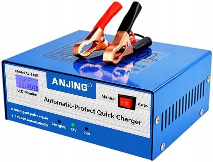 PROSTOWNIK SAMOCHODOWY DO AKUMULATORÓW 12V 24V 12A