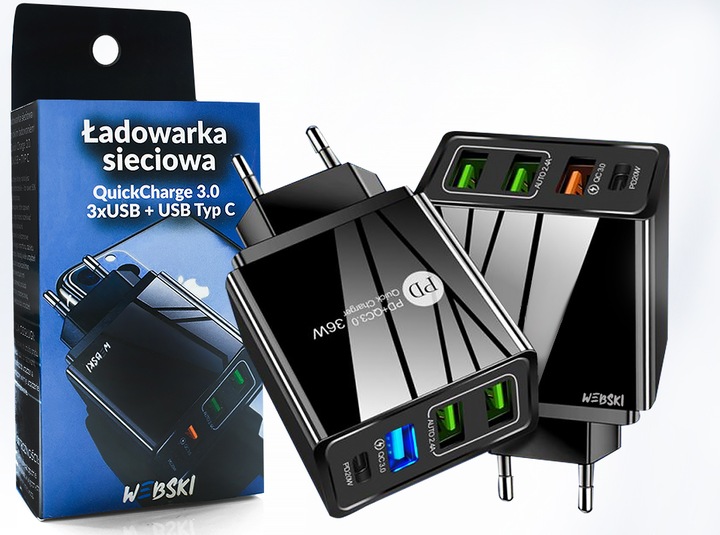 Bardzo Szybka Mocna Ładowarka do Telefonu 4xUSB