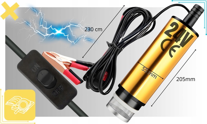 DUŻA POMPKA POMPA DO SPUSZCZANIA PALIWA ROPY OLEJU WODY ELEKTRYCZNA 24V