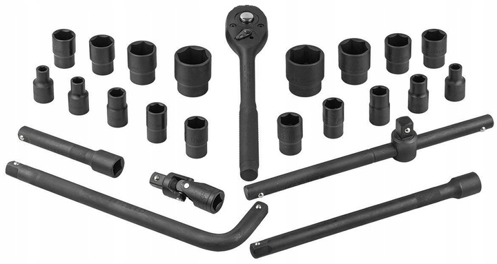 Klucze nasadowe nasadki grzechotka zestaw 1/2" 24el 8-32mm walizka metalowa