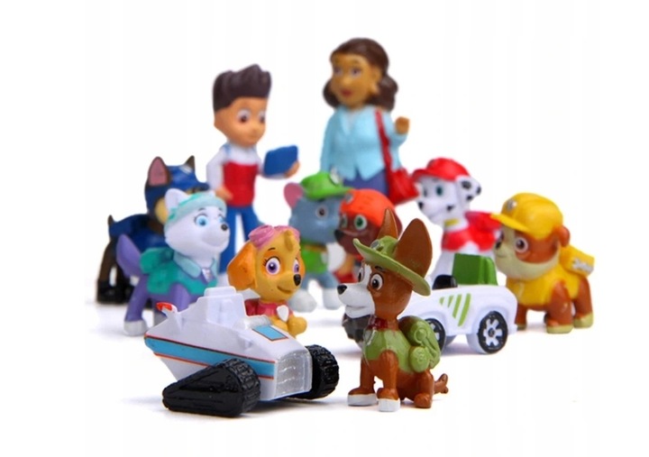 PSI PATROL PIESKI ZESTAW 10 FIGUREK I 2 POJAZDY NOWE 12 SZTUK