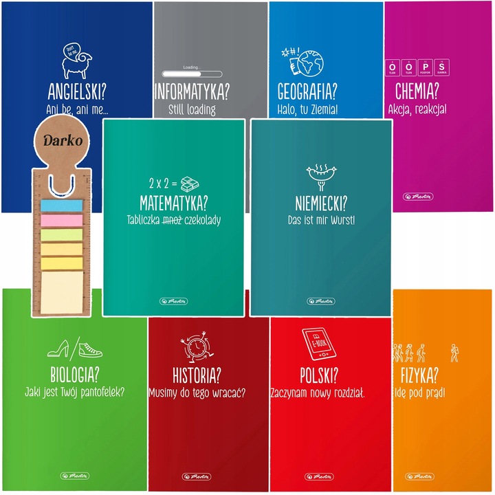 ZESTAW 10 ZESZYTÓW PRZEDMIOTOWYCH ZE ŚCIĄGĄ 60k A5 klasa 7-8 + ZAKŁADKA