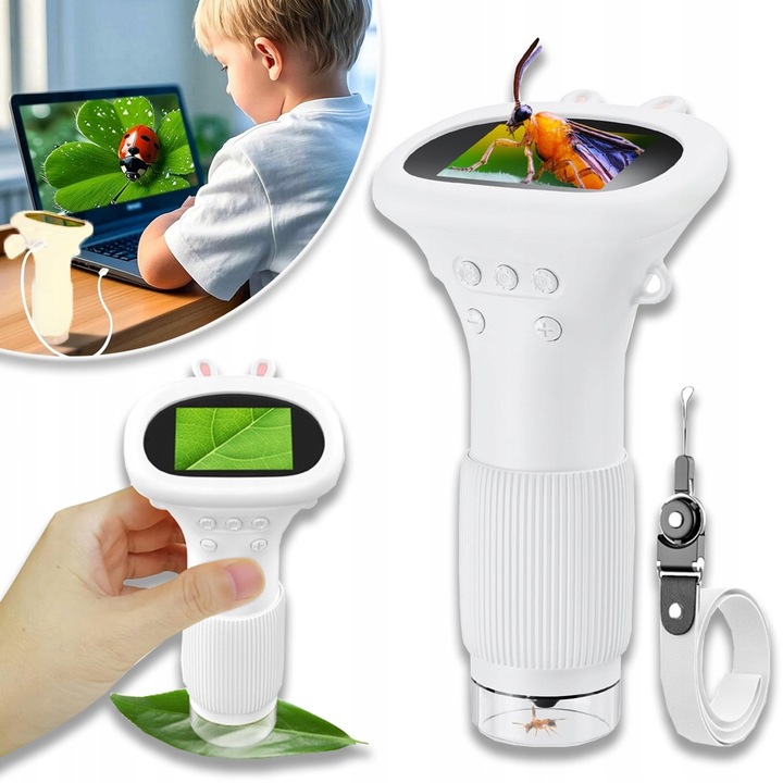 MIKROSKOP CYFROWY OPTYCZNY KIESZONKOWY DLA DZIECI LED PRZYBLIŻENIE 1000X HD