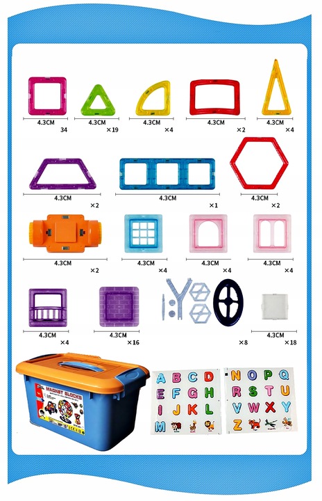 Klocki Magnetyczne 3D 128 elm KONSTRUKCYJNE Edukacyjne Prezenty