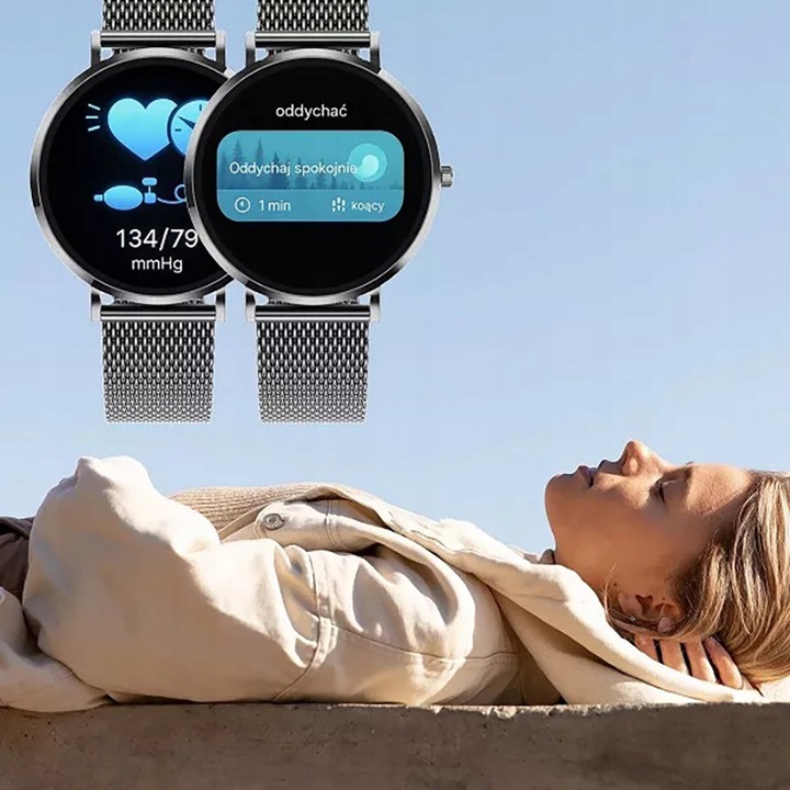 SMARTWATCH ENTER AURA - FUNKCJE ZDROWOTNE TĘTNO KALORIE KROKI ROZMOWY SMS