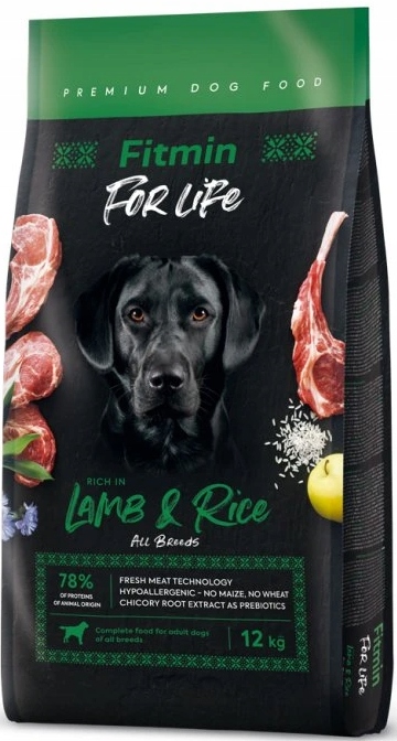 FITMIN DOG FOR LIFE sucha karma dla psa JAGNIĘCINA RYŻ 12 kg