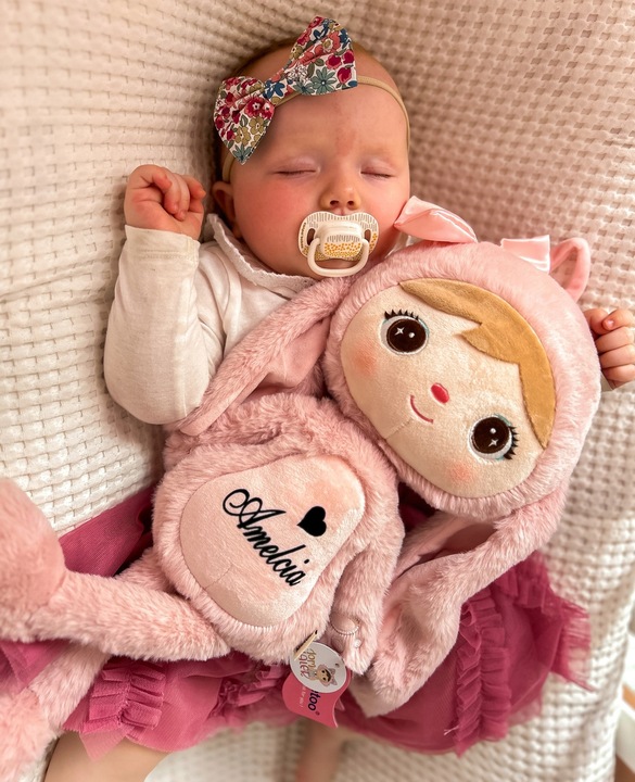 Metoo lalka personalizowana Puchata Królisia różowa imię, data, metryczka