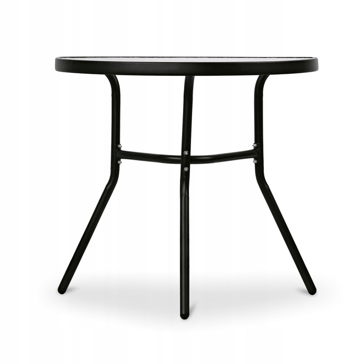 Stolik Metalowy Półokrągły ze Szklanym Blatem Hartowanym do Balkonu Taras