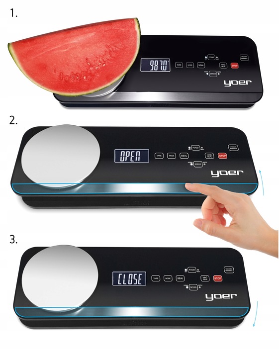 Zgrzewarka próżniowa Pakowarka żywności Yoer AUTOMATYCZNA +Pojemniki +WAGA