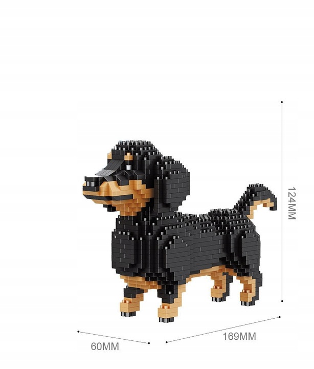 Zestaw klocki model psa figurka Jamnik 836 elementów prezent urodzinowy