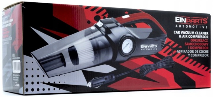 ODKURZACZ SAMOCHODOWY Z KOMPRESOREM POMPKA 12V